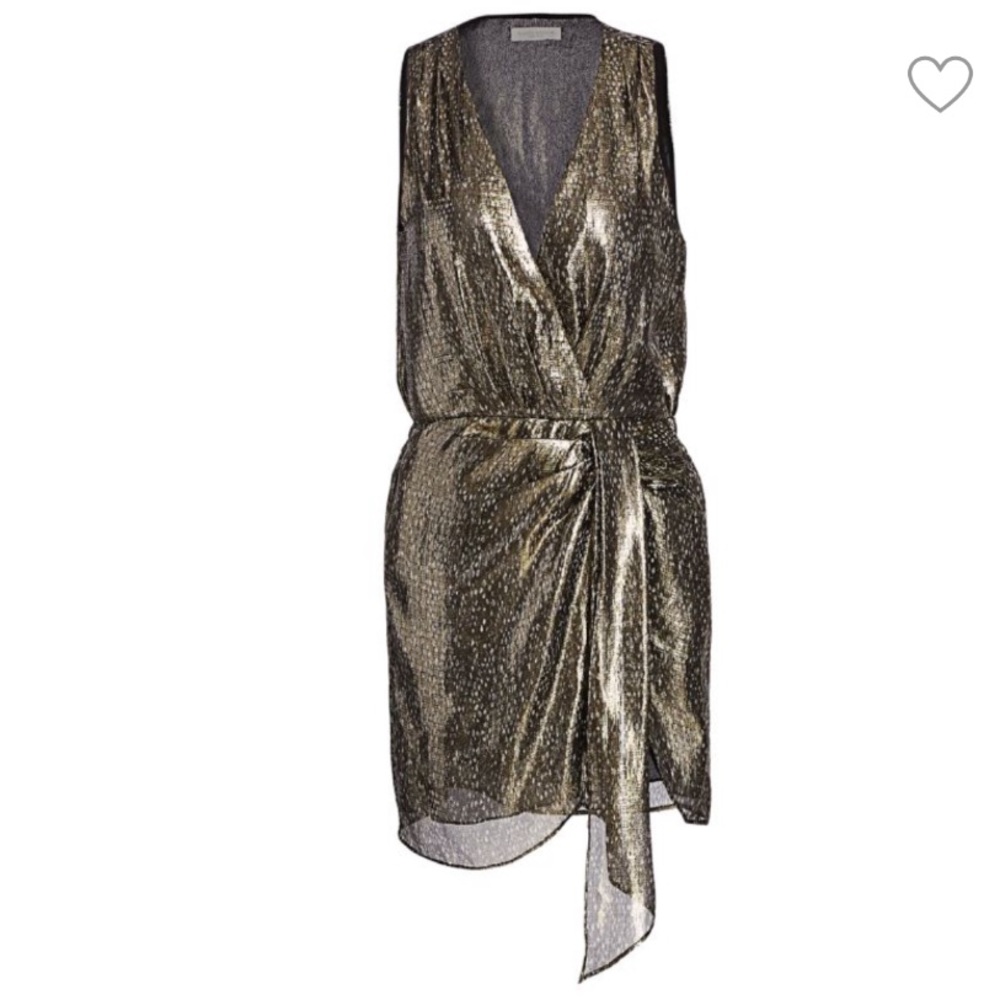 Ramy Brook Gabriela Metallic Silk Dress Draped - Picture 4 of 9